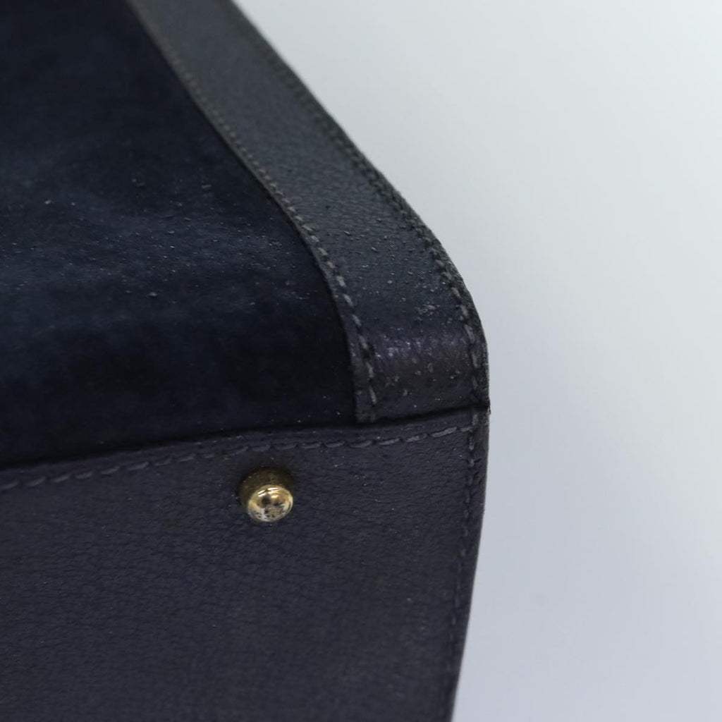 GUCCI Bamboo Hand Bag Suede Leather Navy Gold 002 1095 0260 ep5447