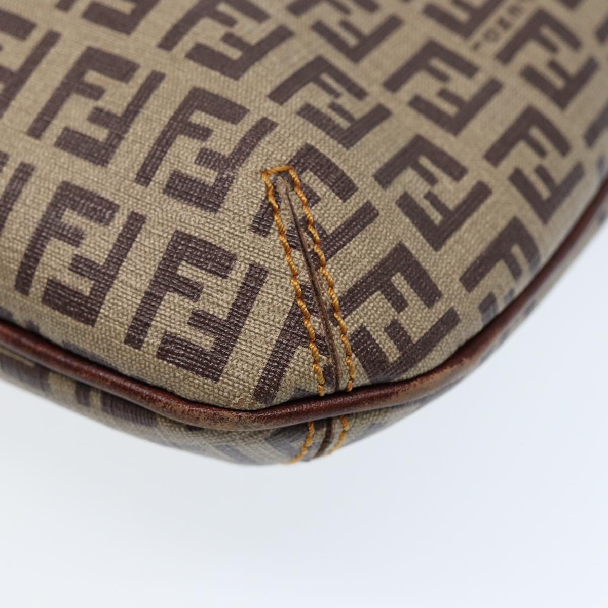 FENDI Zucca Canvas Shoulder Bag Brown Black gold ep5455