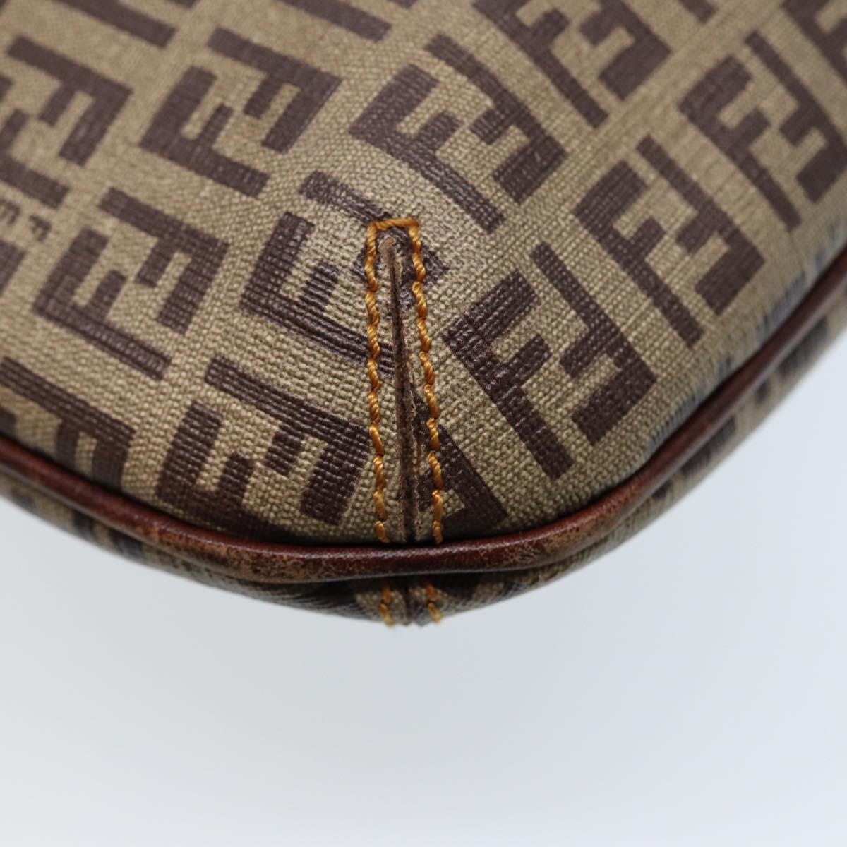 FENDI Zucca Canvas Shoulder Bag Brown Black gold ep5455