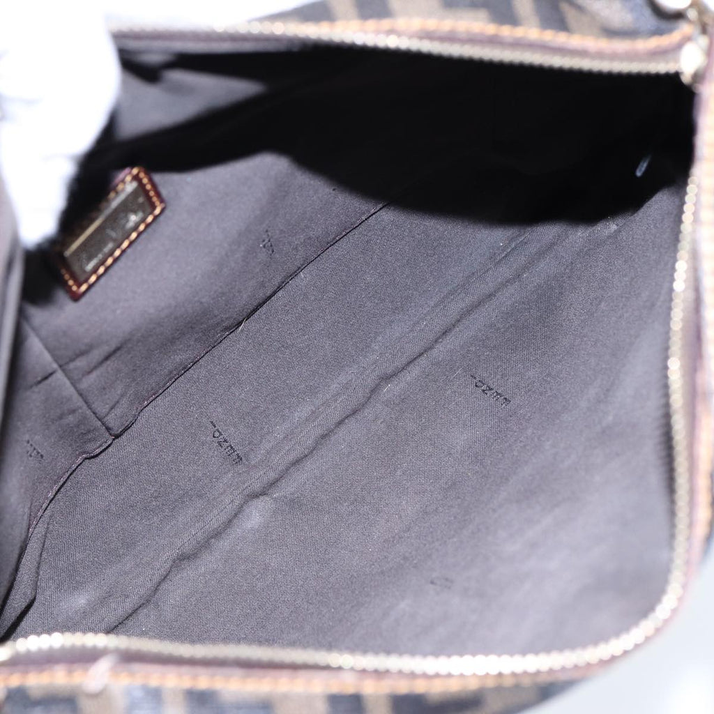 FENDI Zucca Canvas Shoulder Bag Brown Black gold ep5455