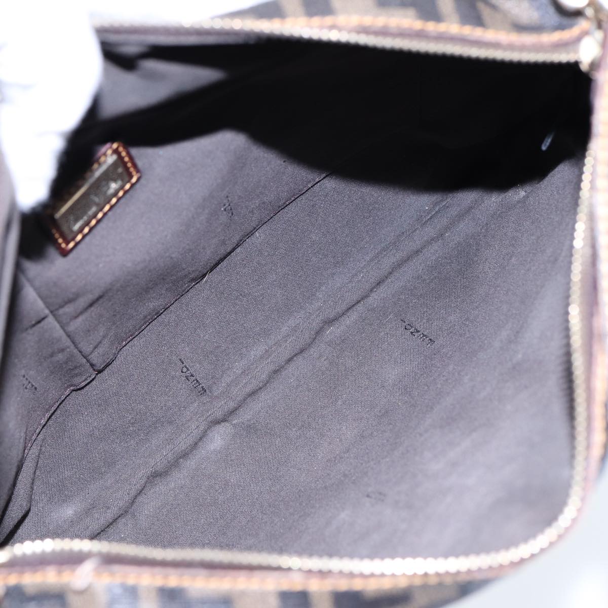 FENDI Zucca Canvas Shoulder Bag Brown Black gold ep5455