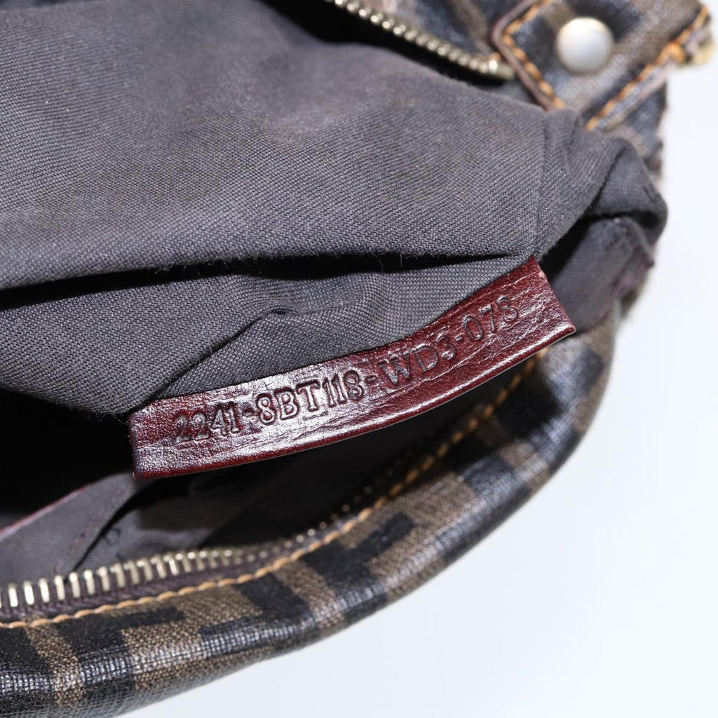 FENDI Zucca Canvas Shoulder Bag Brown Black gold ep5455