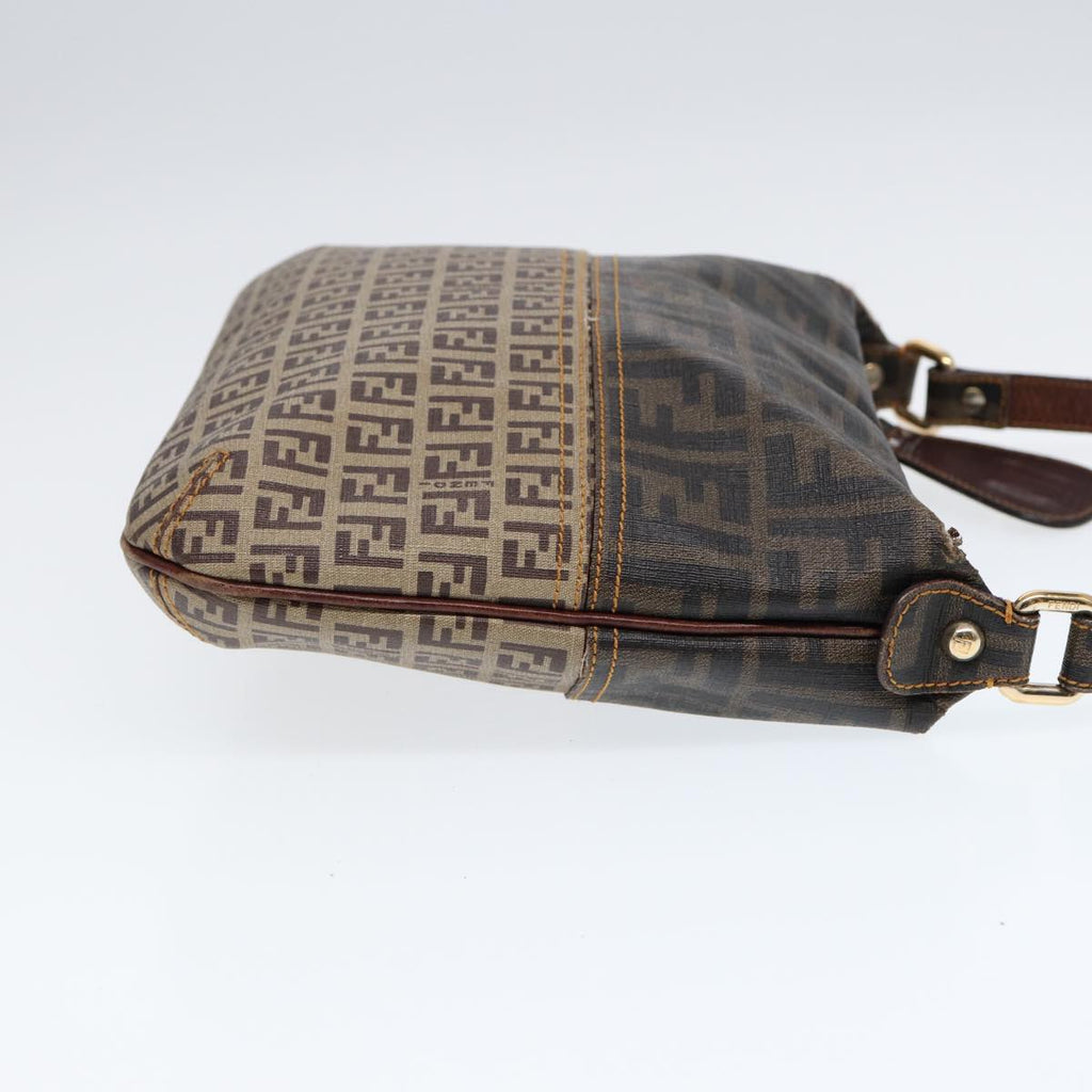 FENDI Zucca Canvas Shoulder Bag Brown Black gold ep5455