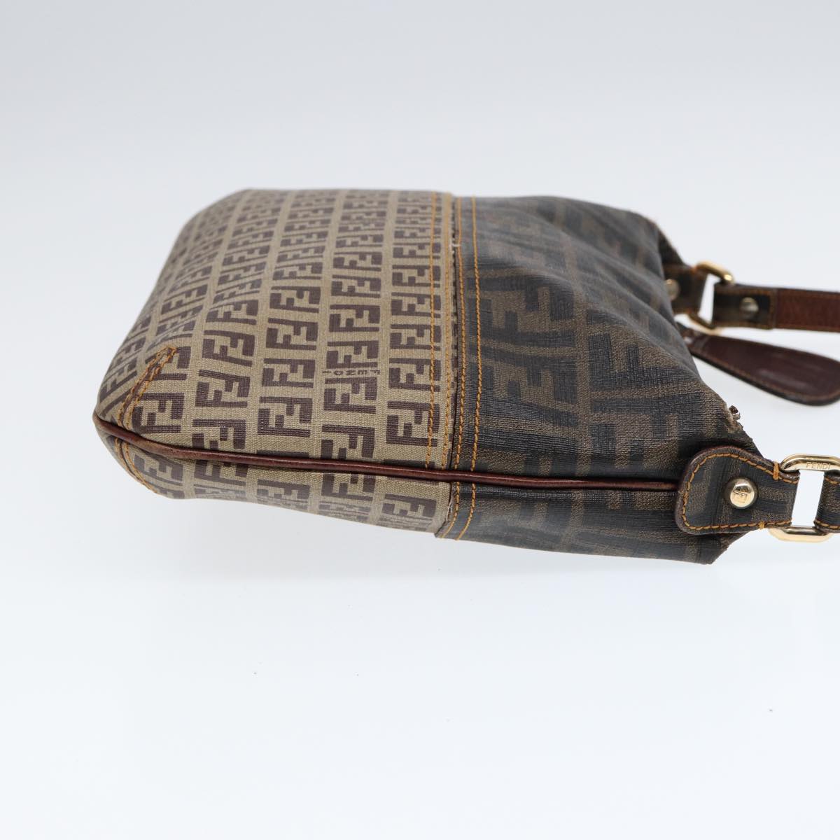 FENDI Zucca Canvas Shoulder Bag Brown Black gold ep5455