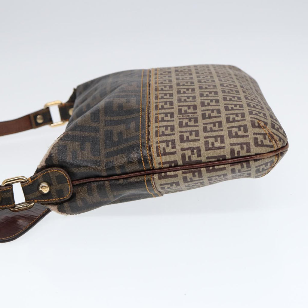FENDI Zucca Canvas Shoulder Bag Brown Black gold ep5455
