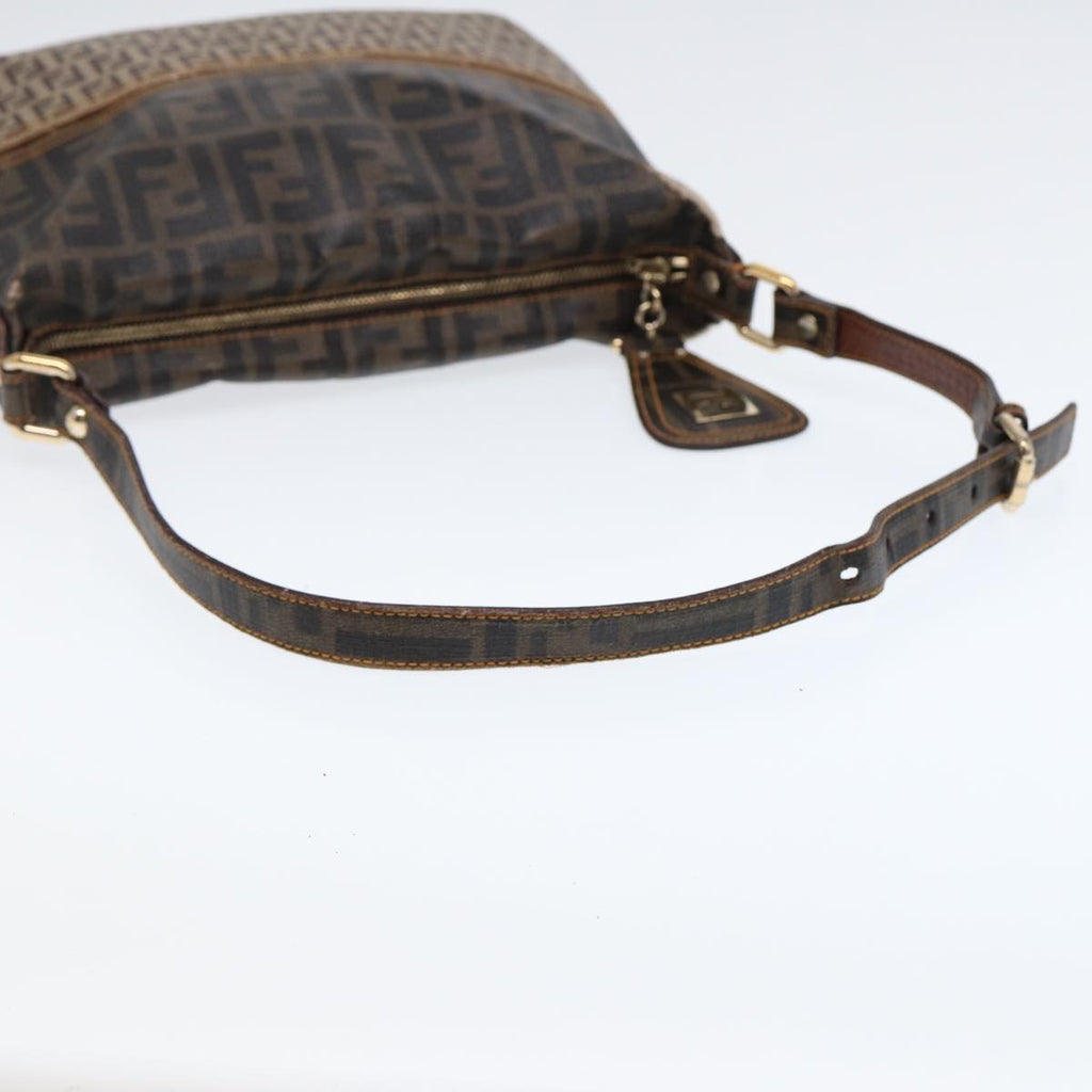 FENDI Zucca Canvas Shoulder Bag Brown Black gold ep5455