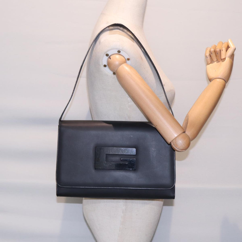 GUCCI Shoulder Bag Leather Black Silver 001 3064 ep5463