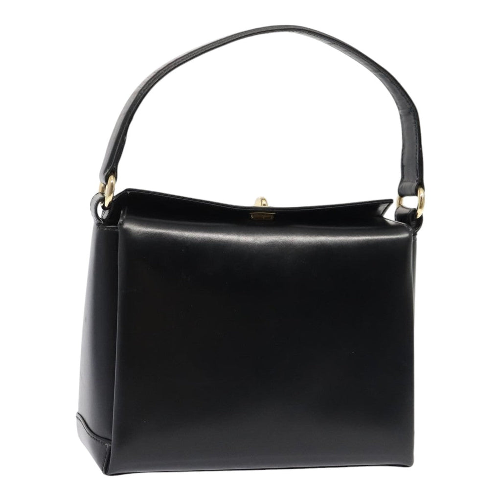 GUCCI Hand Bag Leather Black Gold ep5464