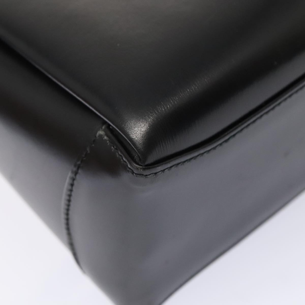 GUCCI Hand Bag Leather Black Gold ep5464