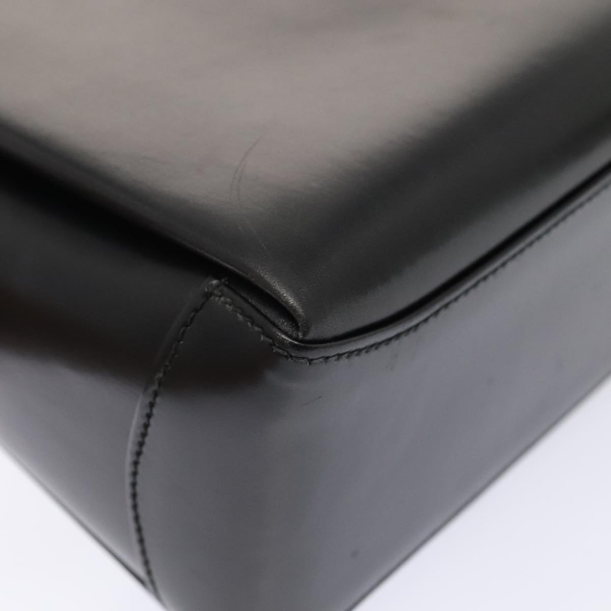 GUCCI Hand Bag Leather Black Gold ep5464