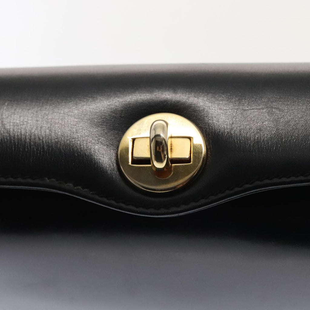 GUCCI Hand Bag Leather Black Gold ep5464