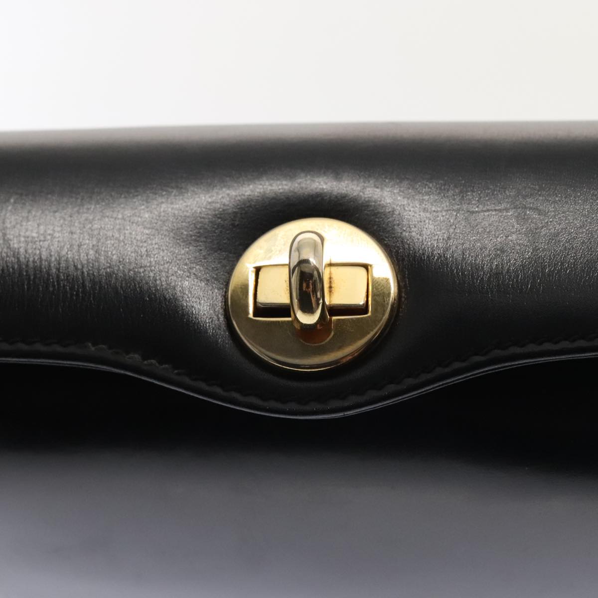 GUCCI Hand Bag Leather Black Gold ep5464