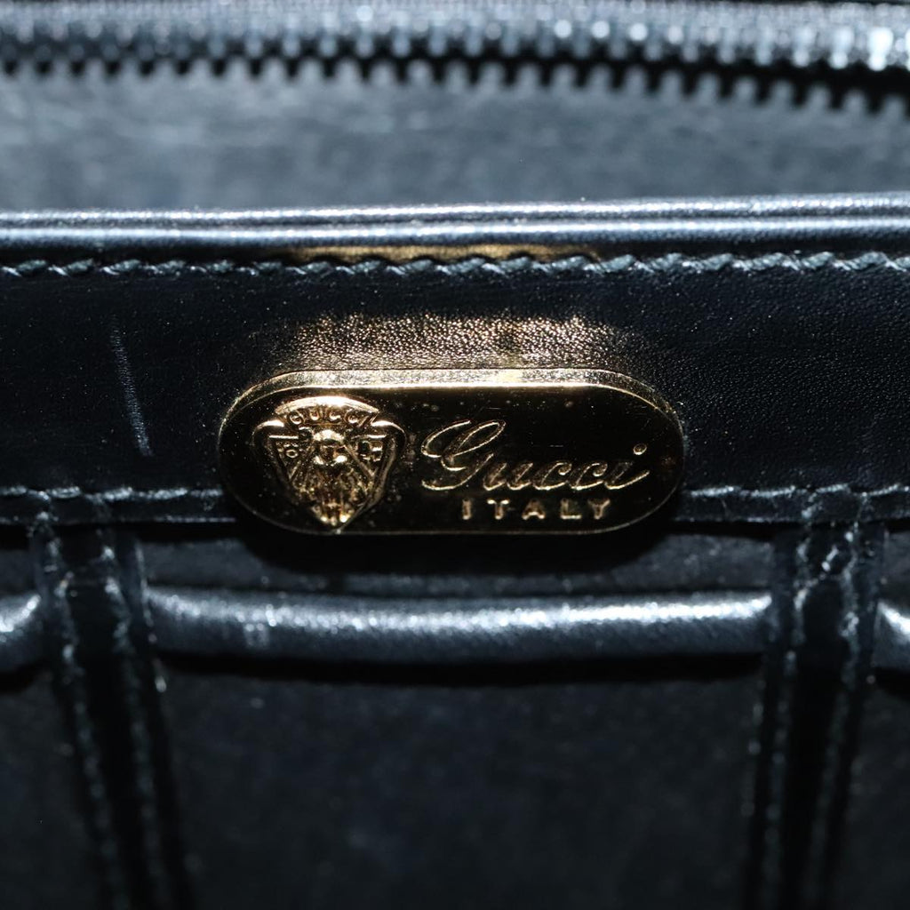 GUCCI Hand Bag Leather Black Gold ep5464