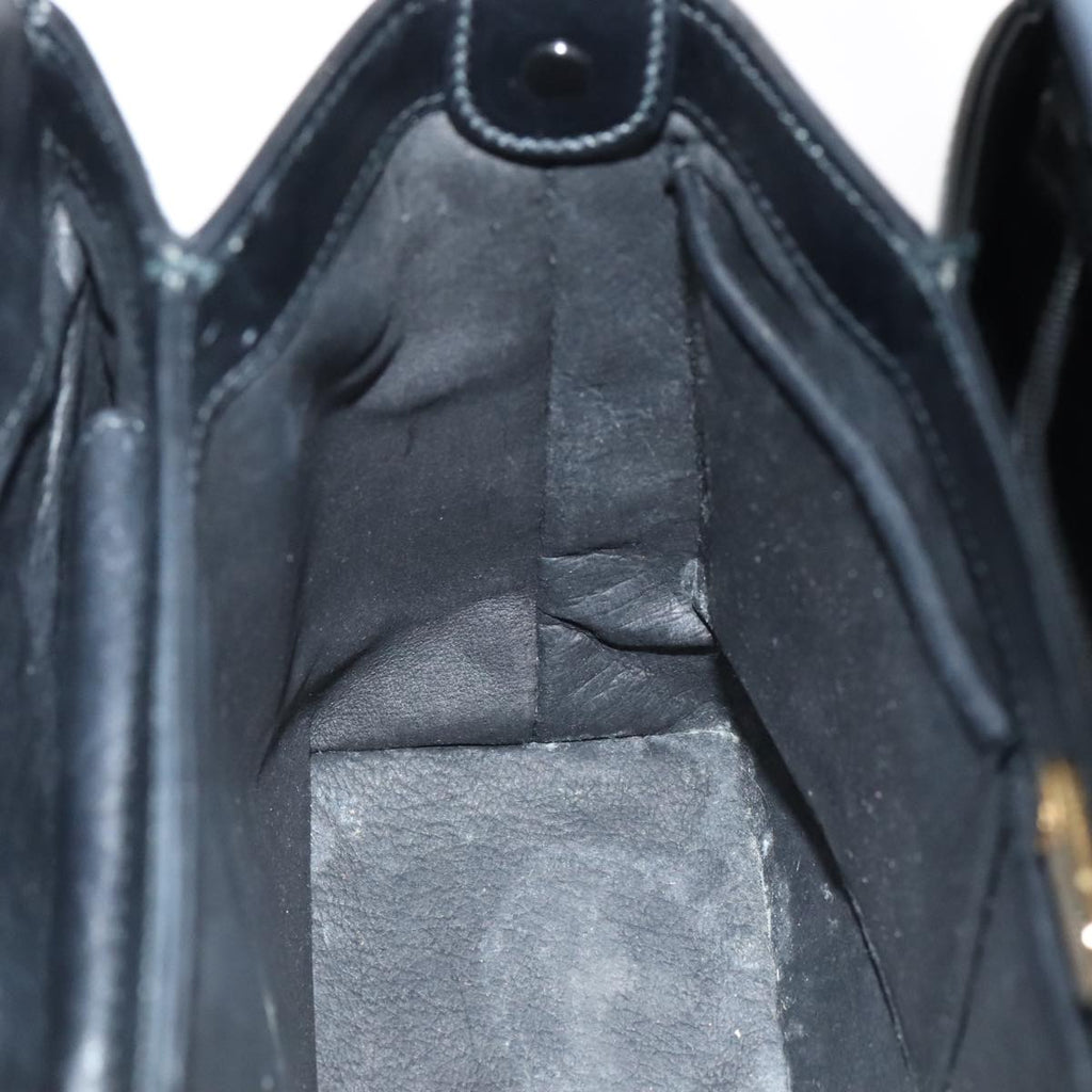 GUCCI Hand Bag Leather Black Gold ep5464