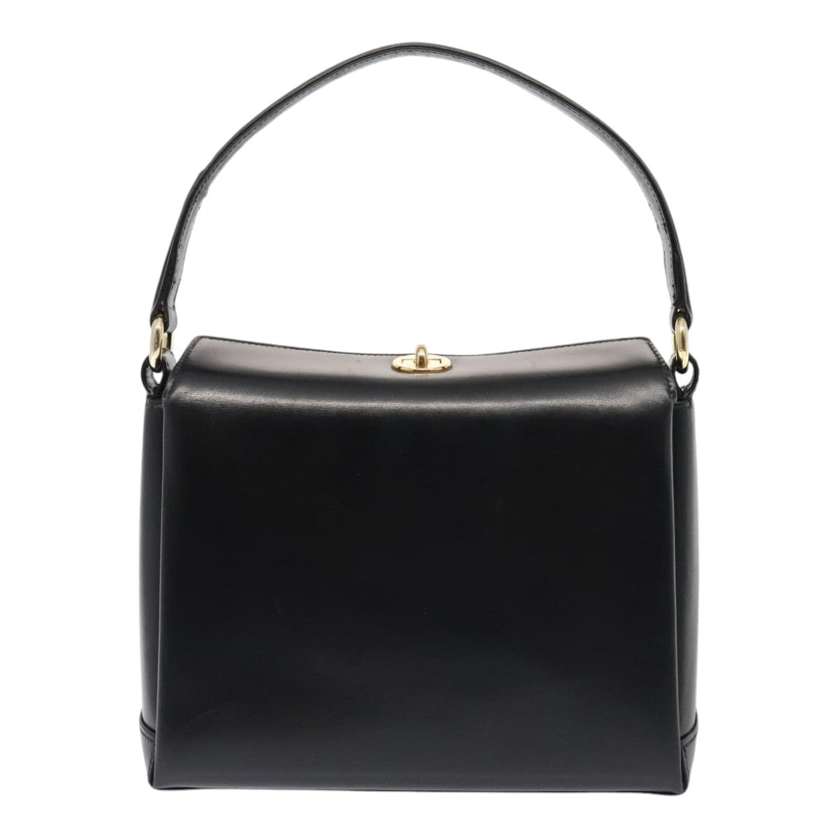 GUCCI Hand Bag Leather Black Gold ep5464