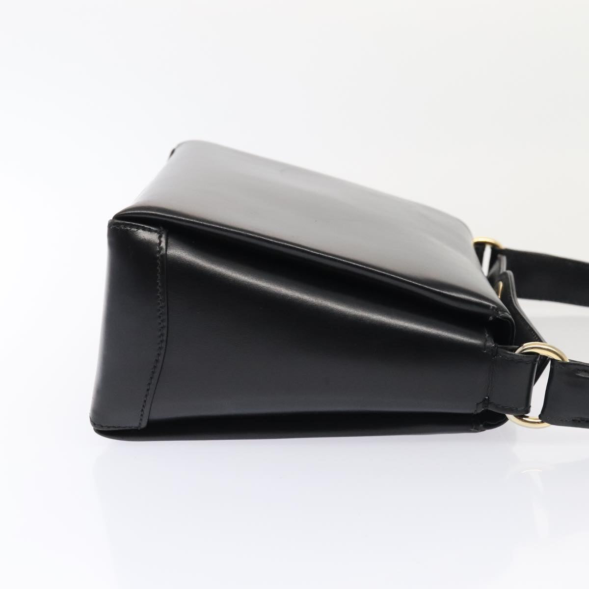 GUCCI Hand Bag Leather Black Gold ep5464