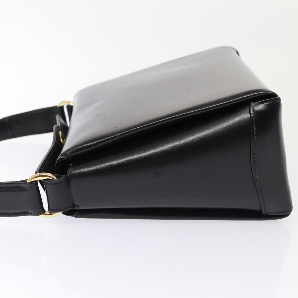 GUCCI Hand Bag Leather Black Gold ep5464
