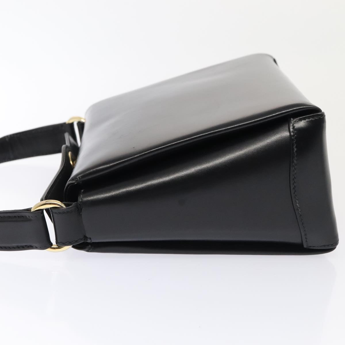 GUCCI Hand Bag Leather Black Gold ep5464