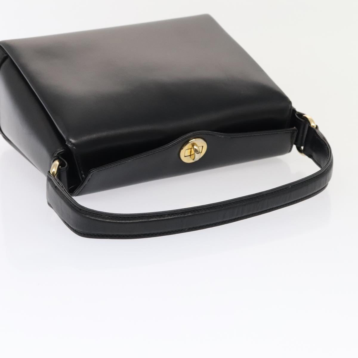 GUCCI Hand Bag Leather Black Gold ep5464