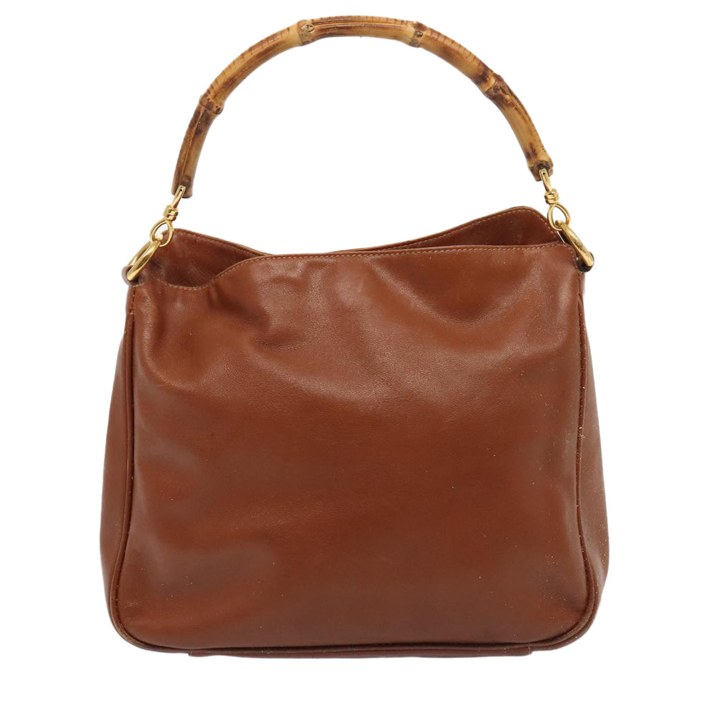 GUCCI Bamboo Hand Bag Leather Brown Gold 001 2404 6380 ep5472