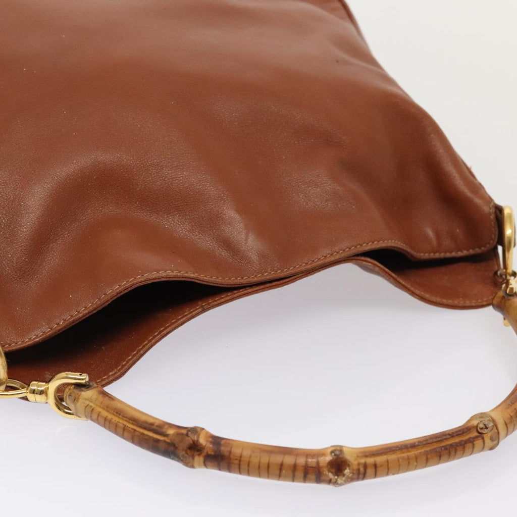 GUCCI Bamboo Hand Bag Leather Brown Gold 001 2404 6380 ep5472