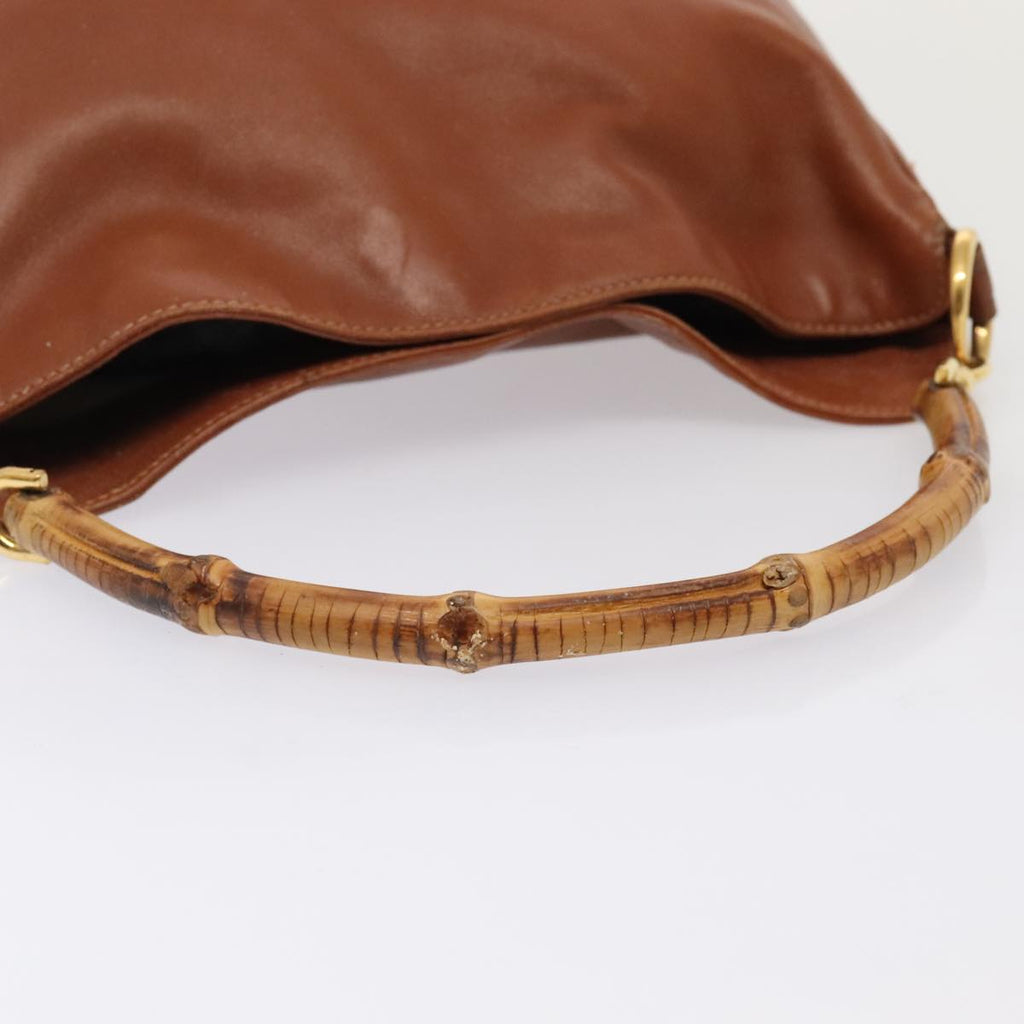 GUCCI Bamboo Hand Bag Leather Brown Gold 001 2404 6380 ep5472