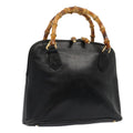 GUCCI Bamboo Hand Bag Leather Black Gold 000 1046 0290 ep5474