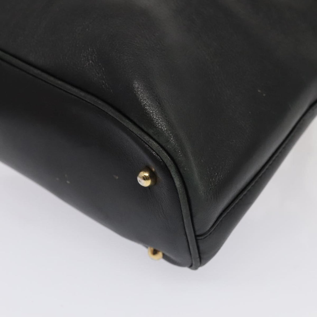 GUCCI Bamboo Hand Bag Leather Black Gold 000 1046 0290 ep5474