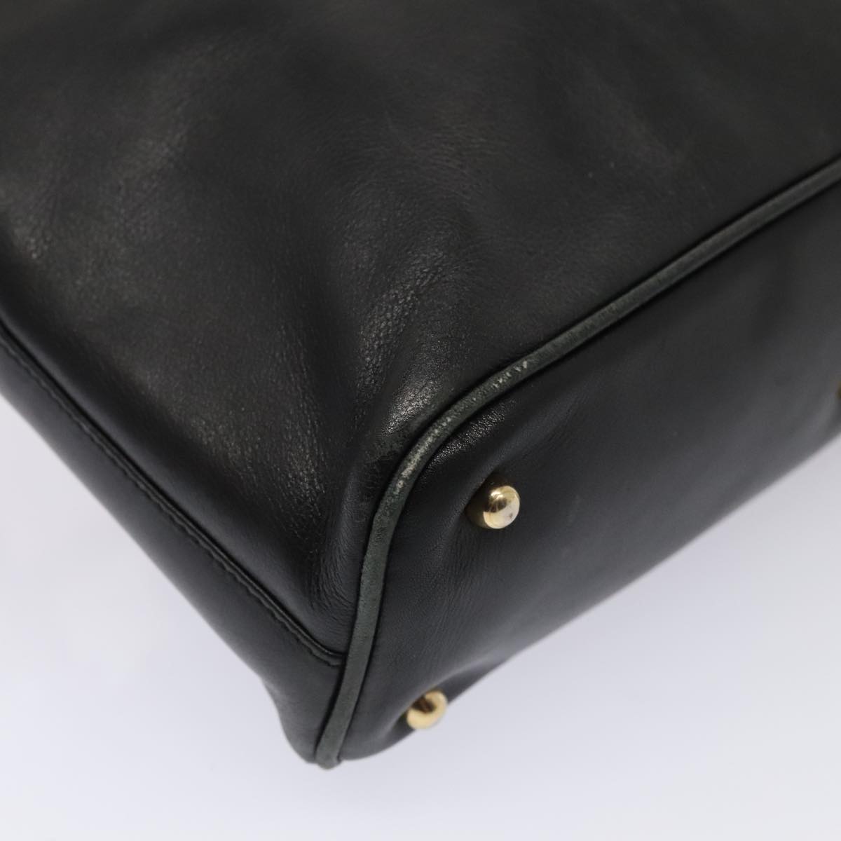 GUCCI Bamboo Hand Bag Leather Black Gold 000 1046 0290 ep5474