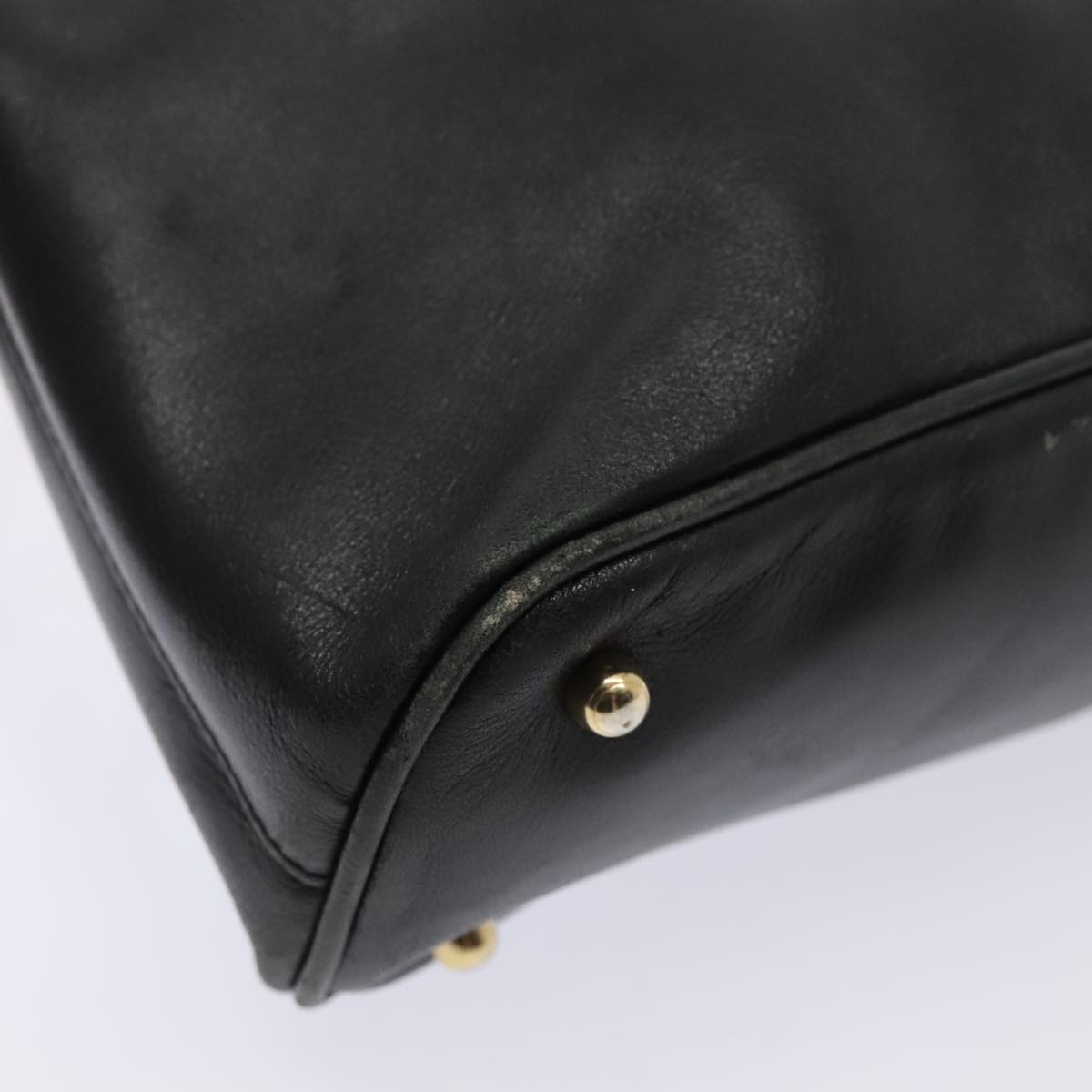 GUCCI Bamboo Hand Bag Leather Black Gold 000 1046 0290 ep5474