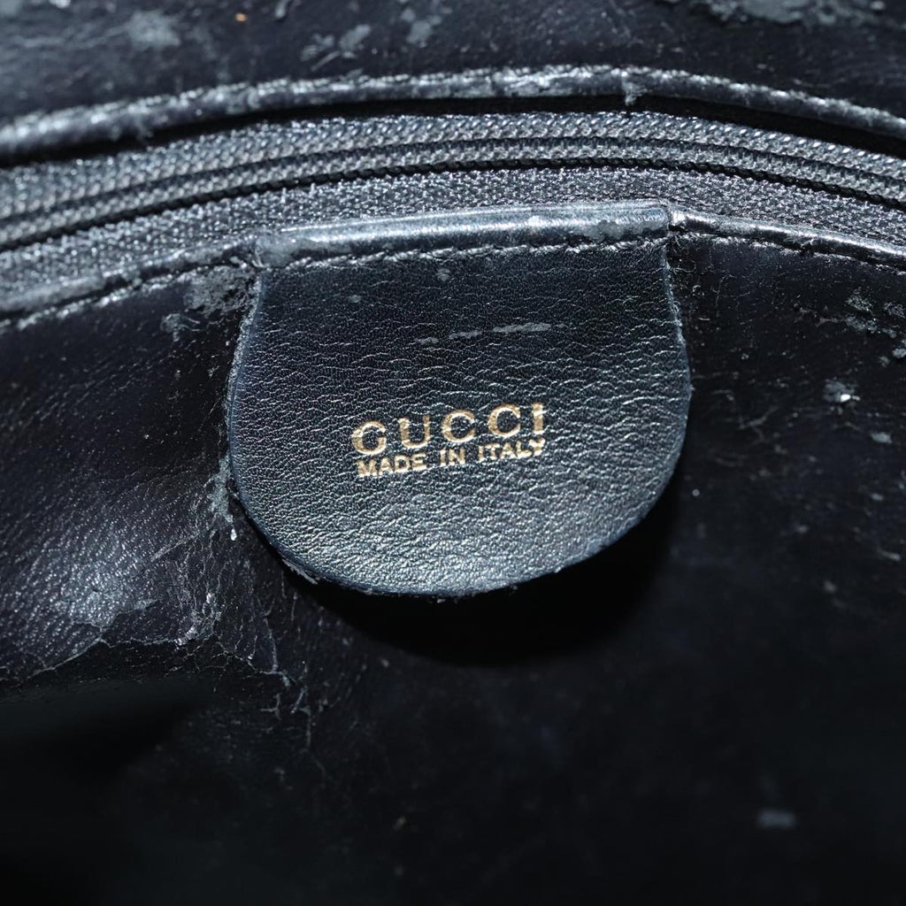 GUCCI Bamboo Hand Bag Leather Black Gold 000 1046 0290 ep5474