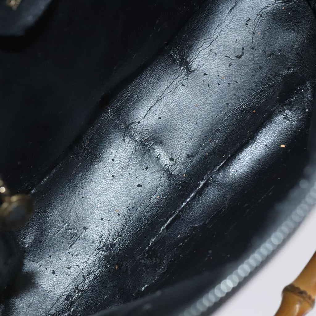 GUCCI Bamboo Hand Bag Leather Black Gold 000 1046 0290 ep5474