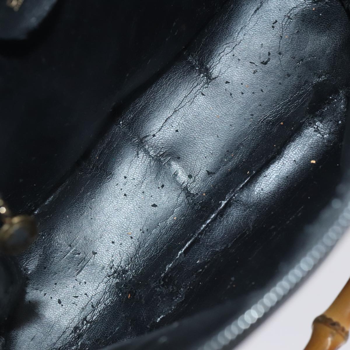 GUCCI Bamboo Hand Bag Leather Black Gold 000 1046 0290 ep5474