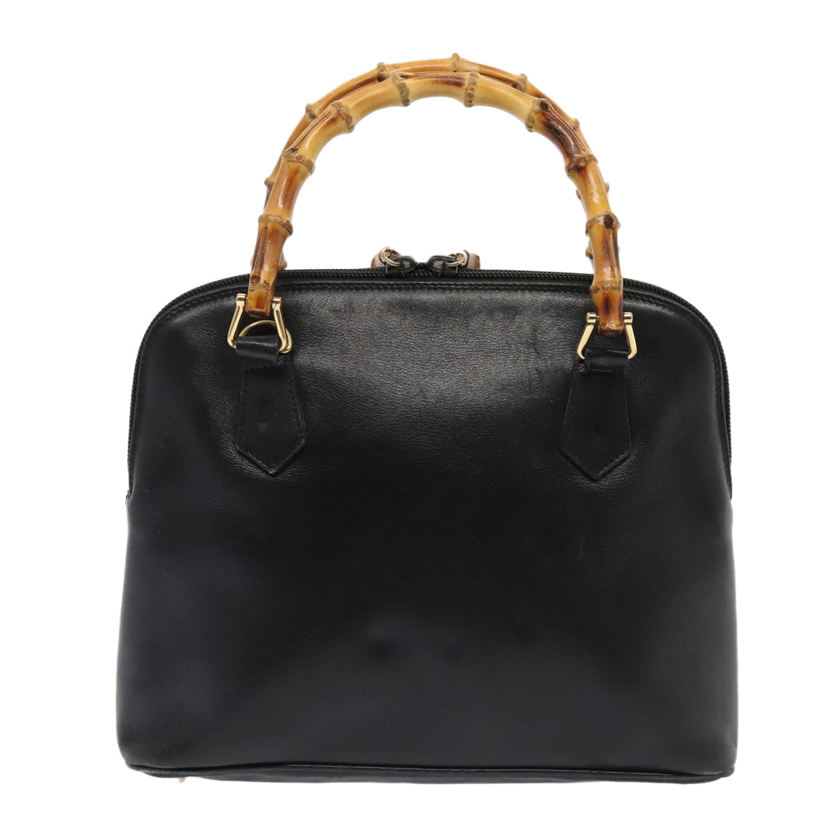 GUCCI Bamboo Hand Bag Leather Black Gold 000 1046 0290 ep5474