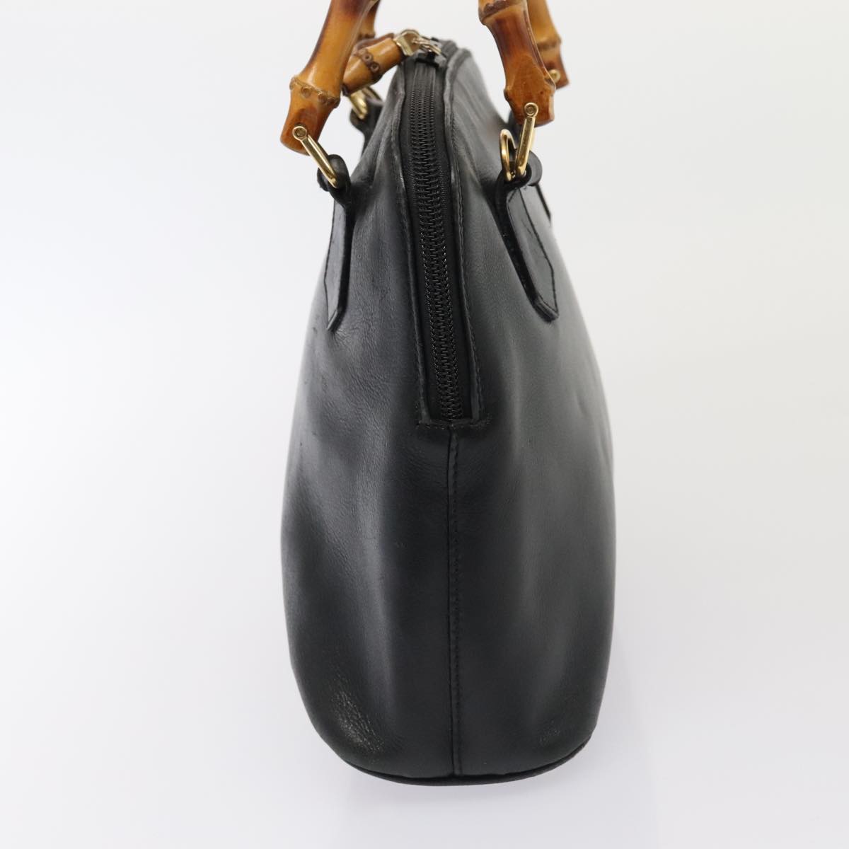 GUCCI Bamboo Hand Bag Leather Black Gold 000 1046 0290 ep5474