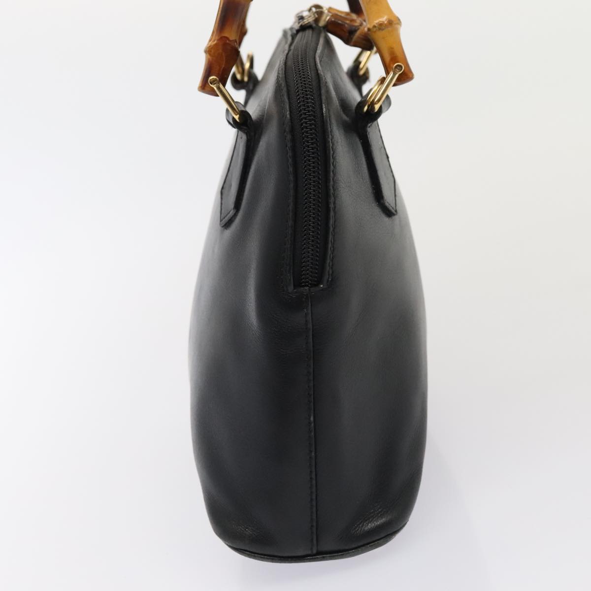 GUCCI Bamboo Hand Bag Leather Black Gold 000 1046 0290 ep5474