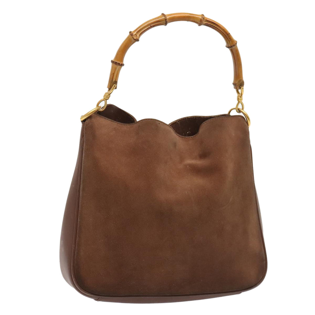 GUCCI Bamboo Hand Bag Suede Brown Gold 001 2113 1638 ep5475