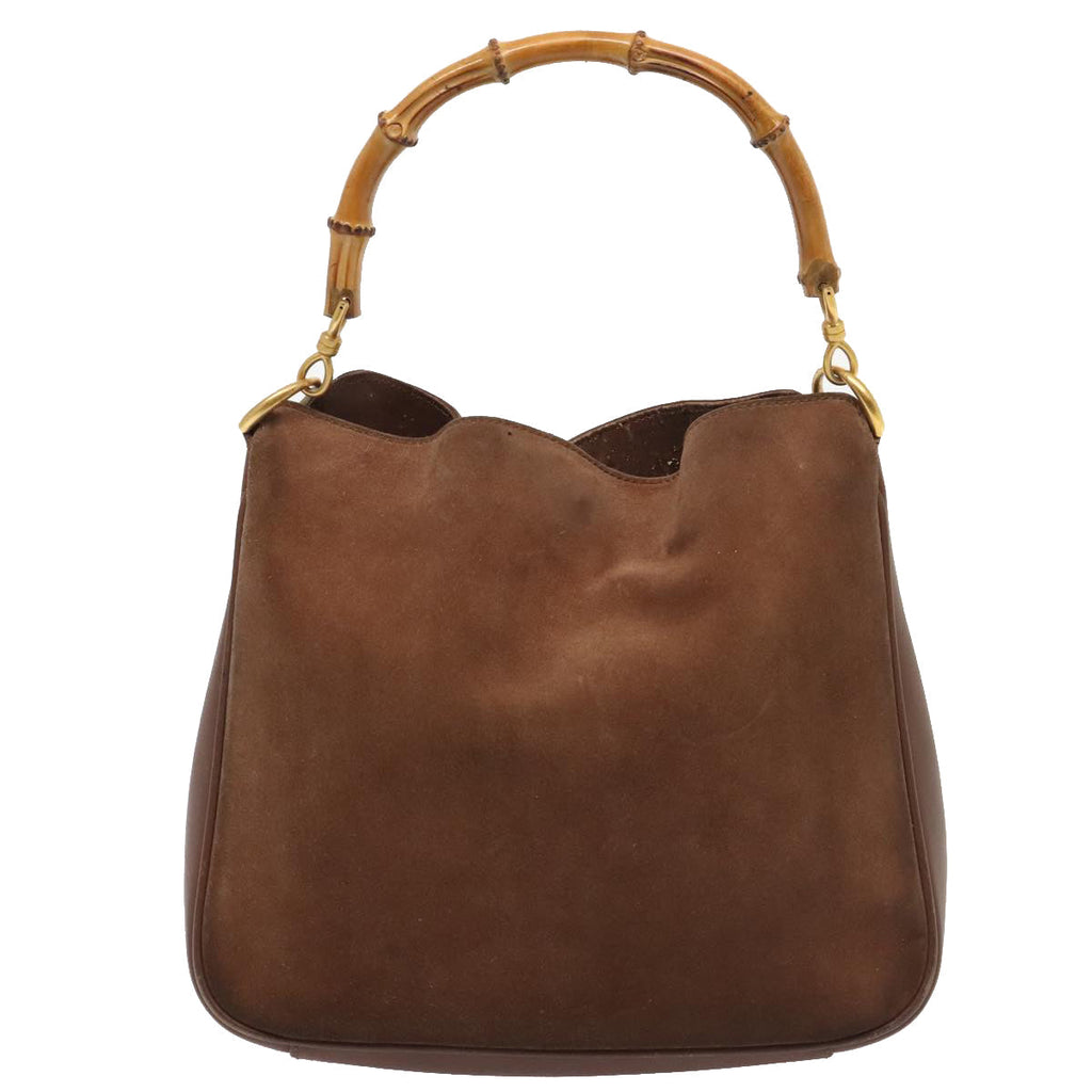 GUCCI Bamboo Hand Bag Suede Brown Gold 001 2113 1638 ep5475
