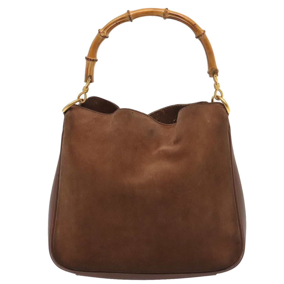 GUCCI Bamboo Hand Bag Suede Brown Gold 001 2113 1638 ep5475