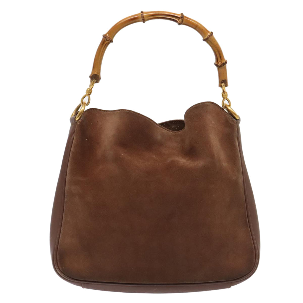 GUCCI Bamboo Hand Bag Suede Brown Gold 001 2113 1638 ep5475