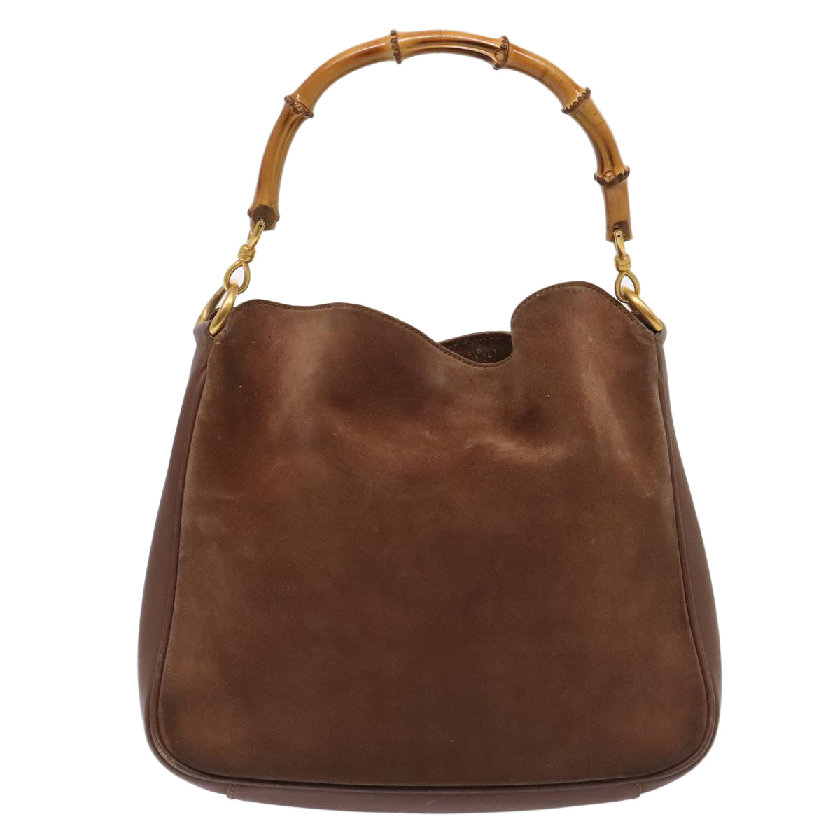 GUCCI Bamboo Hand Bag Suede Brown Gold 001 2113 1638 ep5475