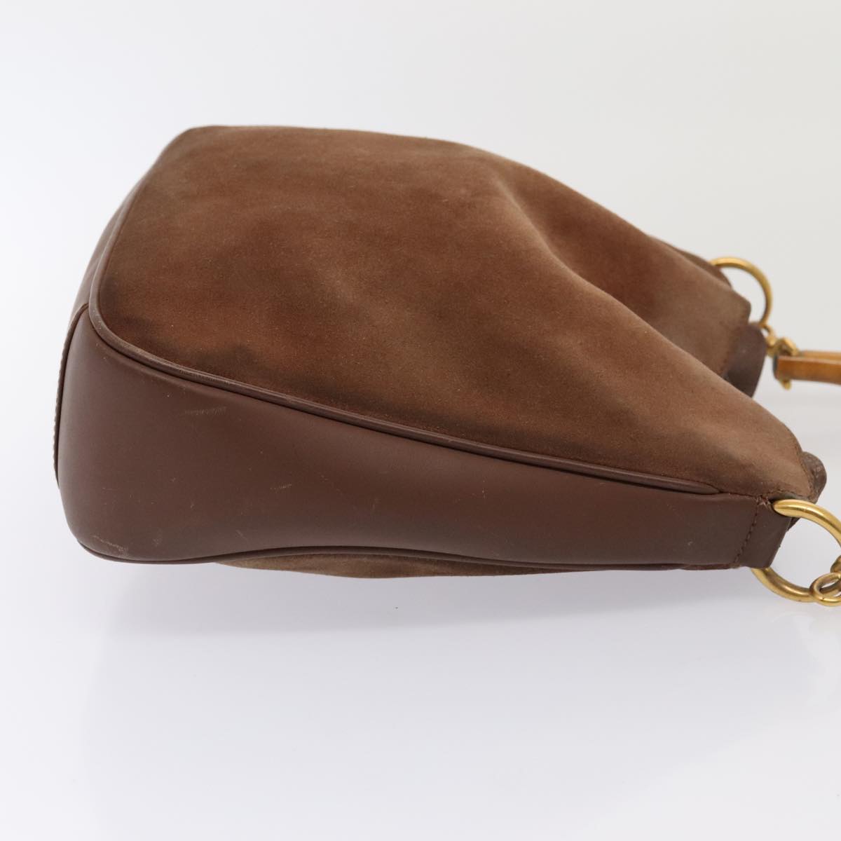 GUCCI Bamboo Hand Bag Suede Brown Gold 001 2113 1638 ep5475