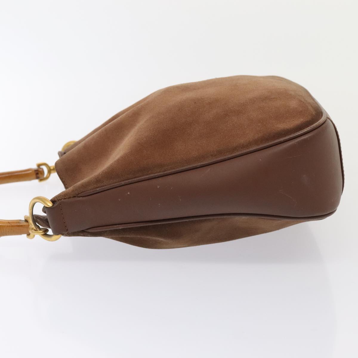 GUCCI Bamboo Hand Bag Suede Brown Gold 001 2113 1638 ep5475