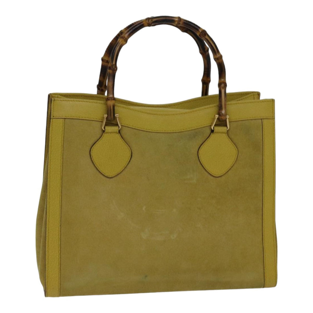 GUCCI Bamboo Hand Bag Suede Leather Yellow Gold 002 2853 0260 0 ep5476
