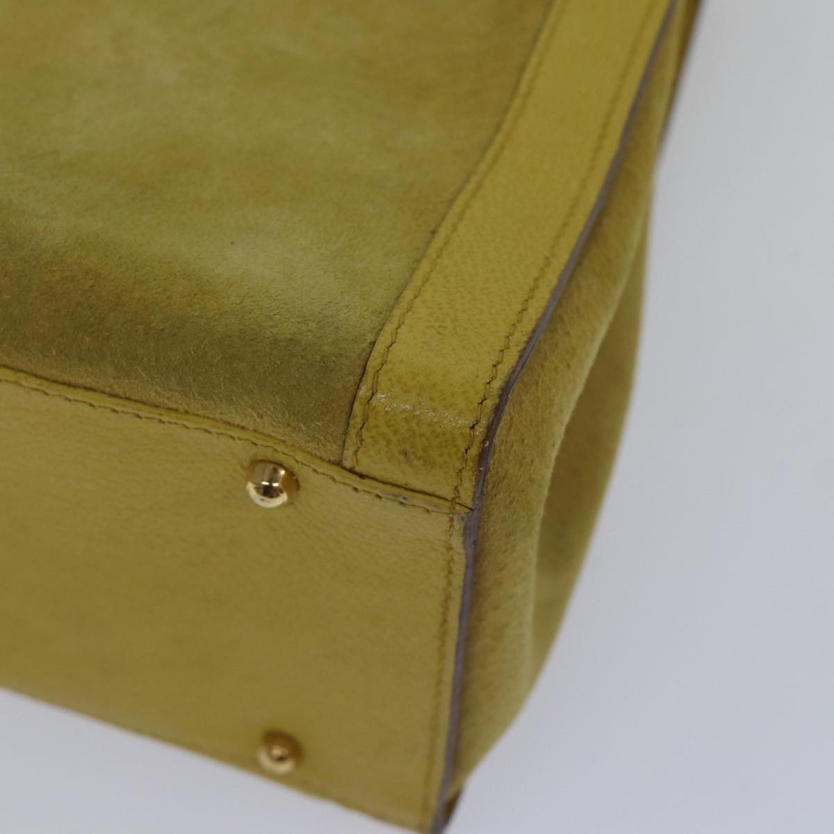 GUCCI Bamboo Hand Bag Suede Leather Yellow Gold 002 2853 0260 0 ep5476