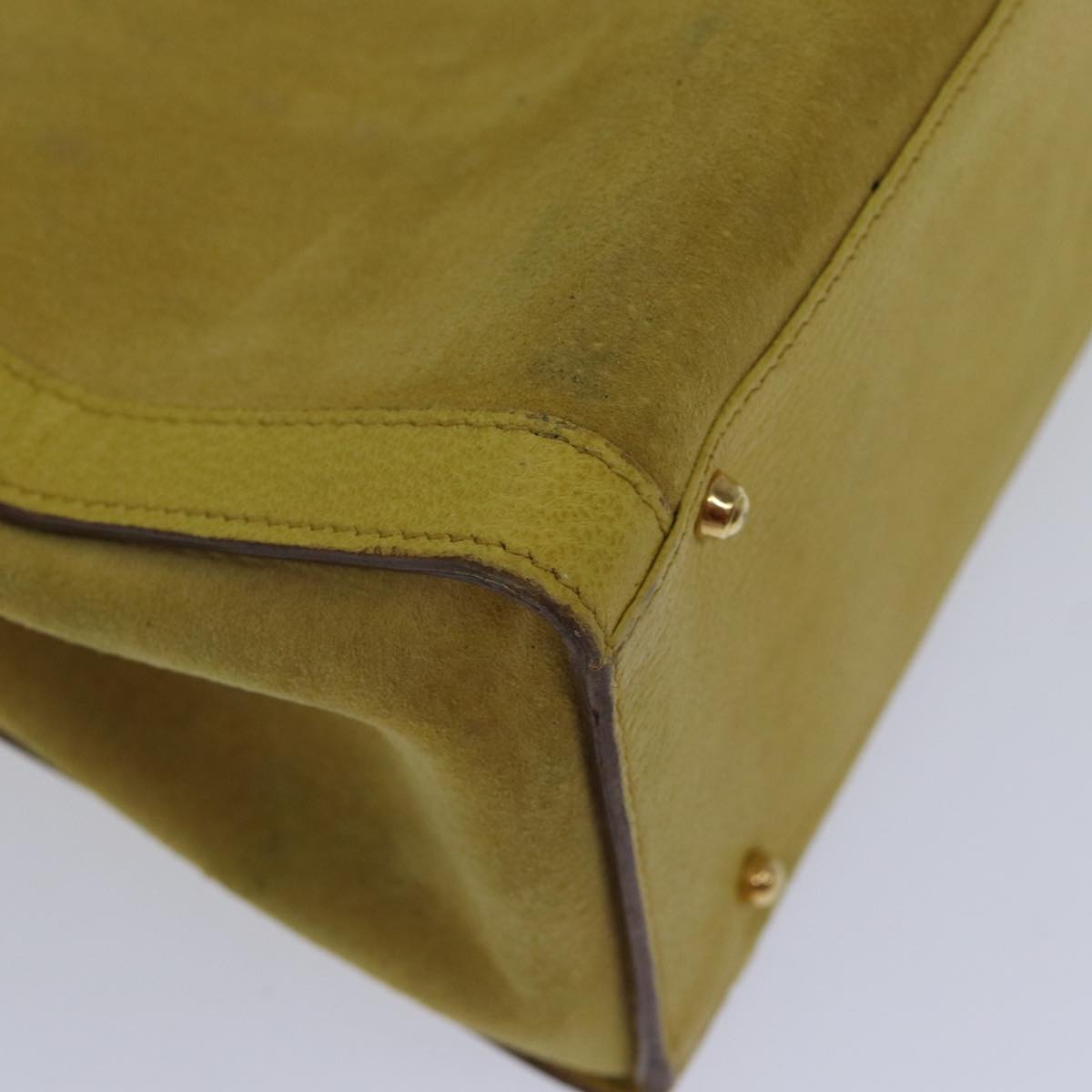 GUCCI Bamboo Hand Bag Suede Leather Yellow Gold 002 2853 0260 0 ep5476