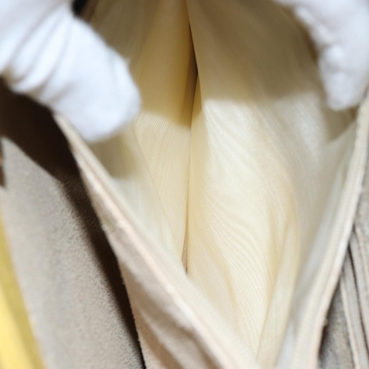 GUCCI Bamboo Hand Bag Suede Leather Yellow Gold 002 2853 0260 0 ep5476