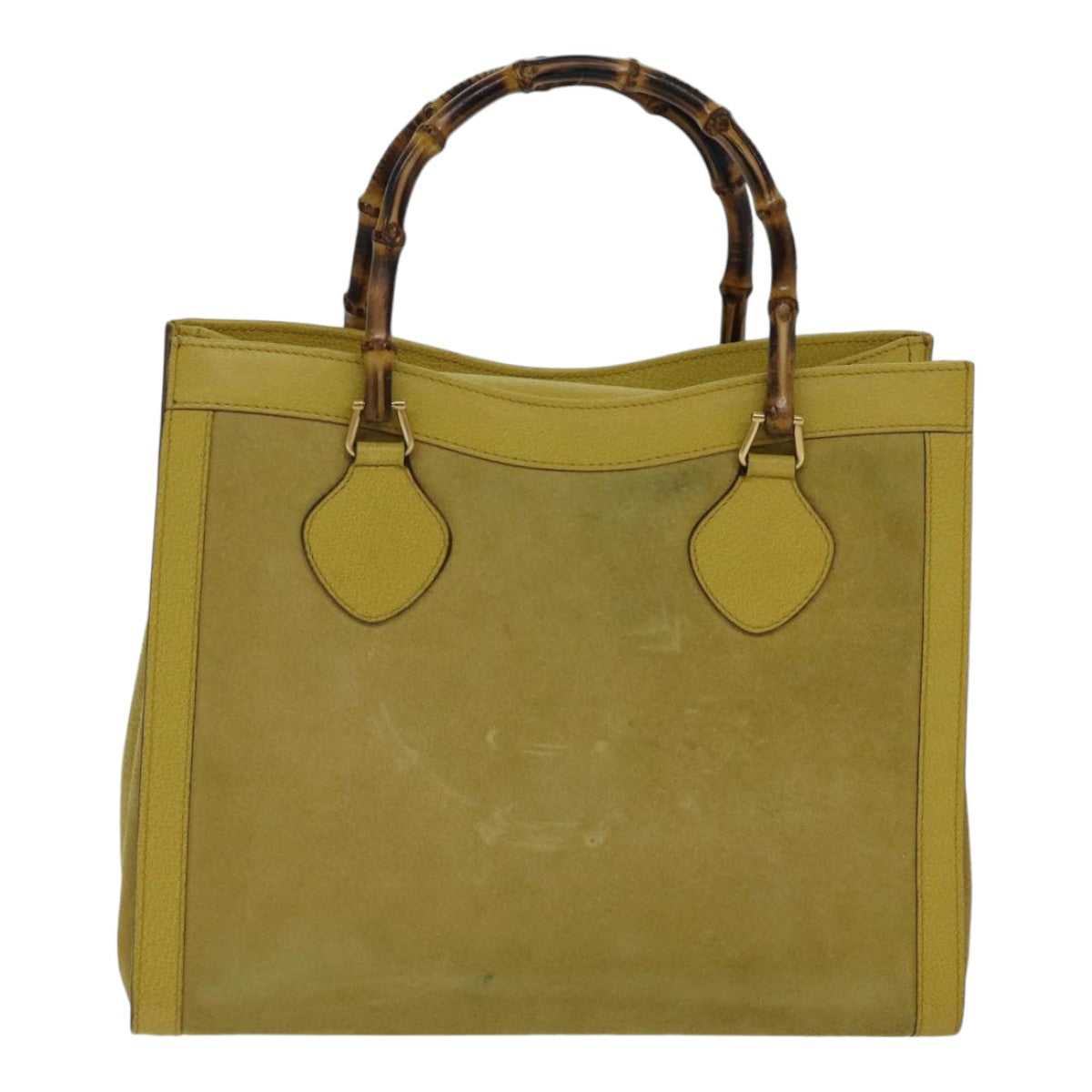 GUCCI Bamboo Hand Bag Suede Leather Yellow Gold 002 2853 0260 0 ep5476