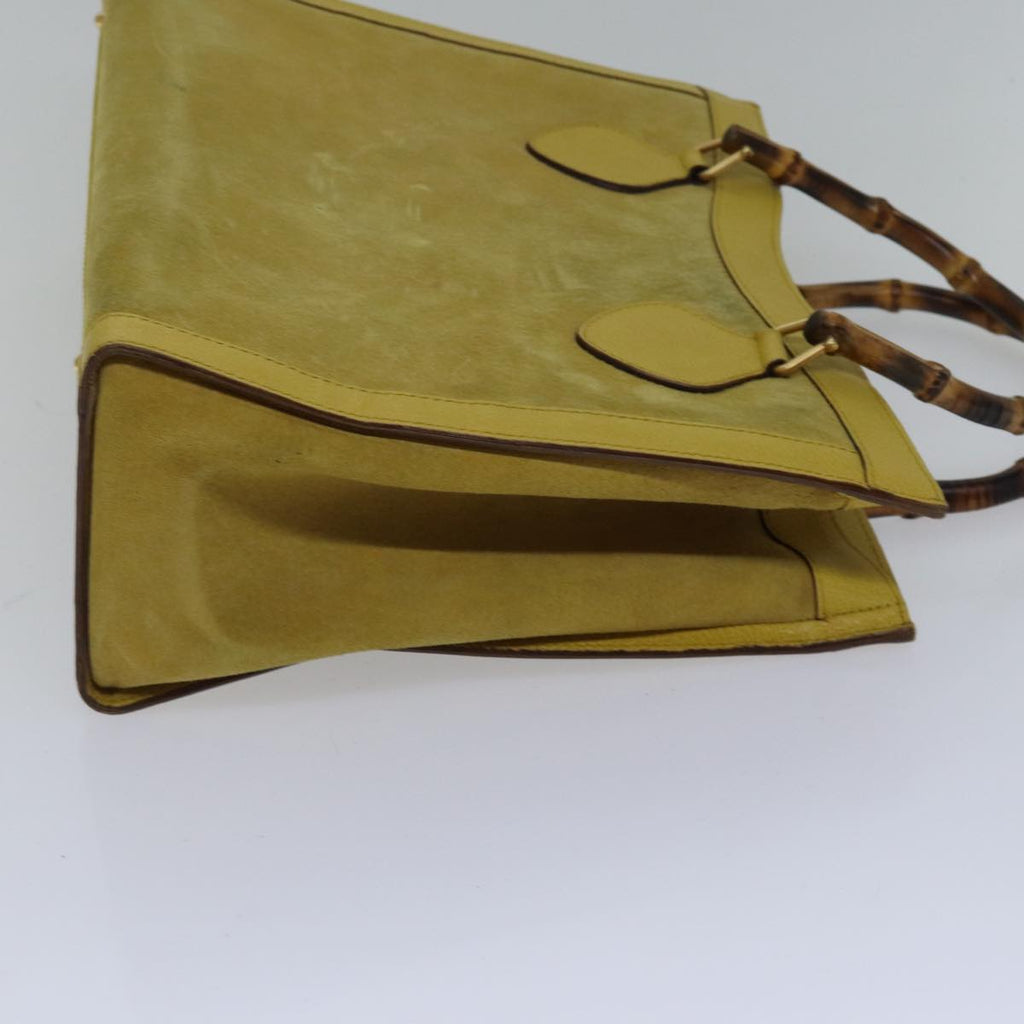 GUCCI Bamboo Hand Bag Suede Leather Yellow Gold 002 2853 0260 0 ep5476