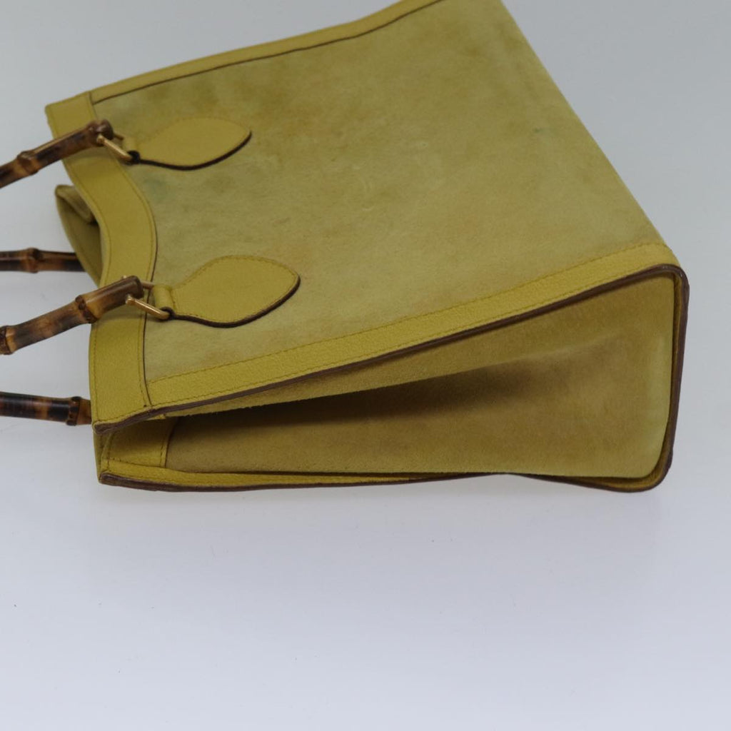 GUCCI Bamboo Hand Bag Suede Leather Yellow Gold 002 2853 0260 0 ep5476